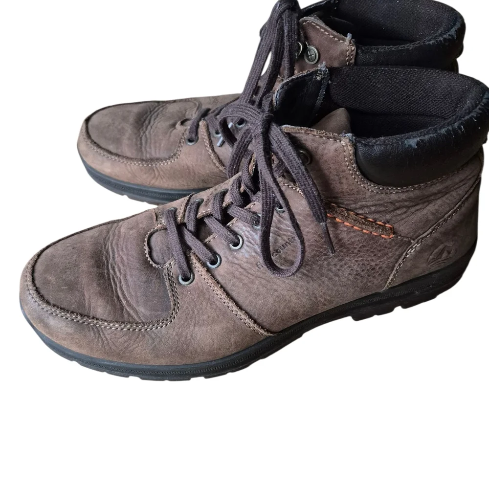 9 Flexi Mens Brown Leather‎ Boots Rugged Sole Lace-Up